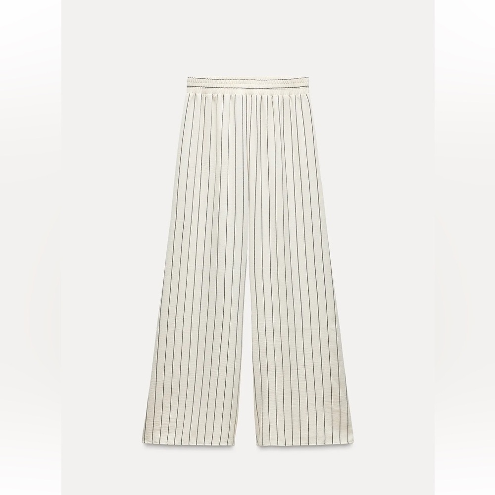 Zara Cream Striped Wide Leg Pants
